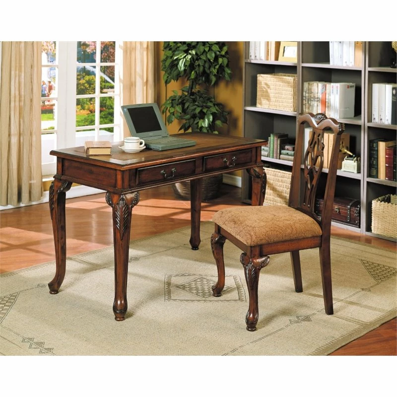 ACME Aristocrat 2 Piece Wooden Office Set In Dark Brown Cherry 3 ACME Aristocrat 2 Piece Wooden Office Set In Dark Brown Cherry