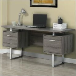 Bowery Hill 60" Hollow Core Home Office Desk In Dark Taupe -CYMAX Sales 1570112 1 L