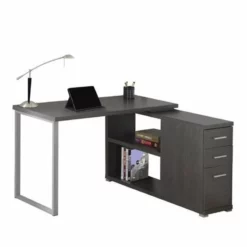 Bowery Hill Modern Engineered Wood L Shaped Computer Desk In Gray -CYMAX Sales 1570148 L