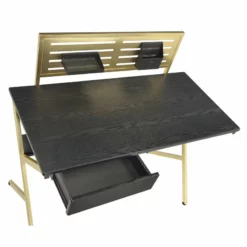 ACME Bolles Rectangular 1-Drawer Wooden Home Office Desk In Black And Gold -CYMAX Sales 1573669 2 L
