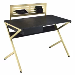 ACME Bolles Rectangular 1-Drawer Wooden Home Office Desk In Black And Gold