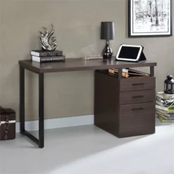ACME Coy 3-Drawer Wooden Home Office Desk In Dark Oak