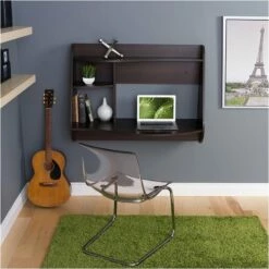 Hawthorne Collections Contemporary Wood Floating Desk In White 37 Hawthorne Collections Contemporary Wood Floating Desk In White -CYMAX Sales 1575057 3 L