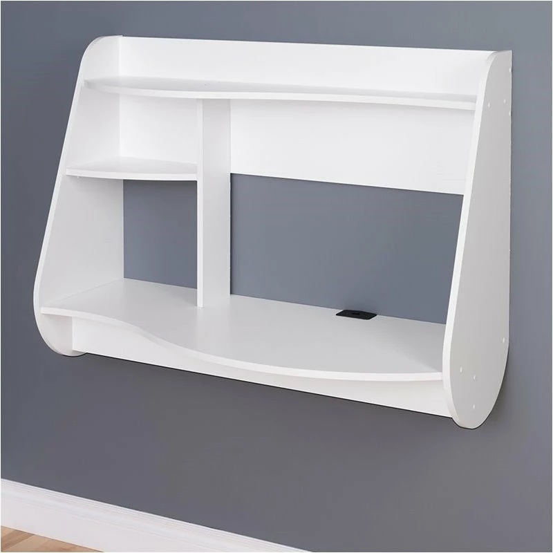 Hawthorne Collections Contemporary Wood Floating Desk In White 11 Hawthorne Collections Contemporary Wood Floating Desk In White - Image 9