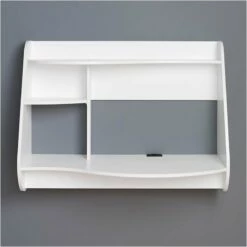 Hawthorne Collections Contemporary Wood Floating Desk In White 31 Hawthorne Collections Contemporary Wood Floating Desk In White -CYMAX Sales 1575058 4 L
