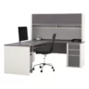 Bowery Hill Modern Wood 5 Piece L-Shaped Computer Desk With Hutch In Slate Gray -CYMAX Sales 1579838 5 L