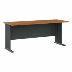 Bowery Hill 72" Transitional Engineered Wood Office Computer Desk In Cherry/Gray