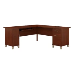 Bowery Hill 71" L-Shaped Computer Desk In Maple Cross
