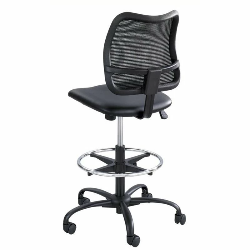 Bowery Hill Faux Leather Drafting Chair In Black 4 Bowery Hill Faux Leather Drafting Chair In Black - Image 2