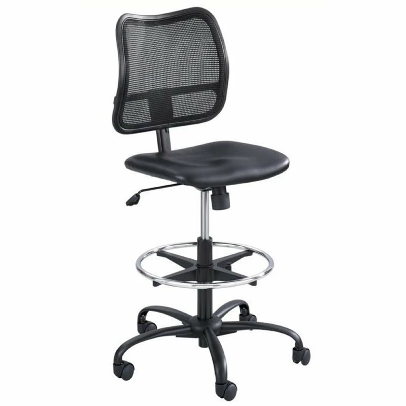 Bowery Hill Faux Leather Drafting Chair In Black 3 Bowery Hill Faux Leather Drafting Chair In Black