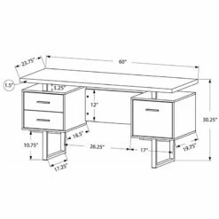 Bowery Hill 60" Hollow Core Home Office Desk In Dark Taupe -CYMAX Sales 1580445 1580446 L