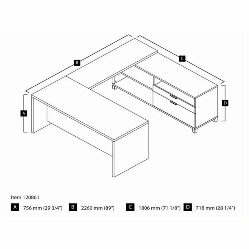 Bowery Hill U-Shaped Computer Desk In Bark Gray 5 Bowery Hill U-Shaped Computer Desk In Bark Gray - Image 3