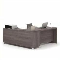 Bowery Hill Modern Wood L-Shaped Home Office Desk In Bark Gray -CYMAX Sales 1580488 6 L