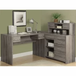 Bowery Hill Wood L Shaped Computer Desk With Hutch In Dark Brown 12 Bowery Hill Wood L Shaped Computer Desk With Hutch In Dark Brown -CYMAX Sales 1580516 L