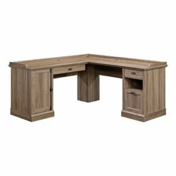 Bowery Hill Contemporary Wood L-Shaped Home Office Desk In Salt Oak