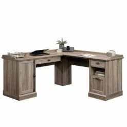 Bowery Hill Contemporary Wood L-Shaped Home Office Desk In Salt Oak -CYMAX Sales 1580551 13 L