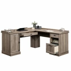 Bowery Hill Contemporary Wood L-Shaped Home Office Desk In Salt Oak -CYMAX Sales 1580551 14 L