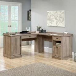 Bowery Hill Contemporary Wood L-Shaped Home Office Desk In Salt Oak -CYMAX Sales 1580551 25 L