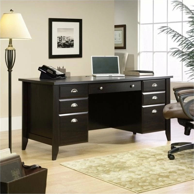 Bowery Hill Executive Desk In Jamocha Wood 3 Bowery Hill Executive Desk In Jamocha Wood