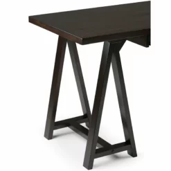 Simpli Home Sawhorse 60" Soild Wood Modern Industrial Computer Desk In White -CYMAX Sales 1582317 3 L