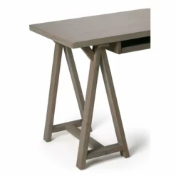 Simpli Home Sawhorse 60" Soild Wood Modern Industrial Computer Desk In White -CYMAX Sales 1582318 3 L