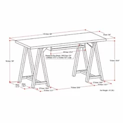 Simpli Home Sawhorse 60" Soild Wood Modern Industrial Computer Desk In White -CYMAX Sales 1582318 5 L