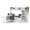 Bestar Pro-Linea L-Shaped Home Office Desk With Bookcase In White -CYMAX Sales 1601358 1 L