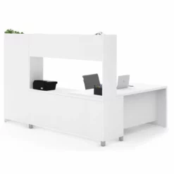 Bestar Pro-Linea L-Shaped Home Office Desk With Bookcase In White -CYMAX Sales 1601358 3 L