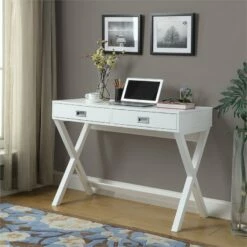 Convenience Concepts Designs2Go Landon Writing Desk In White Wood Finish