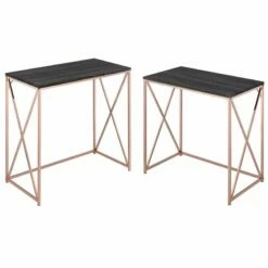 ACME Deona 2 Piece Nesting Writing Desk Set In Dark Gray And Copper