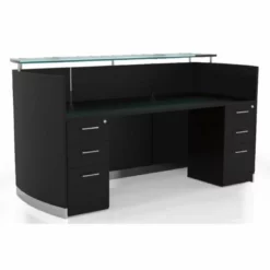 Mayline Medina 87"" X 37"" Reception Station In Sea Salt Laminate