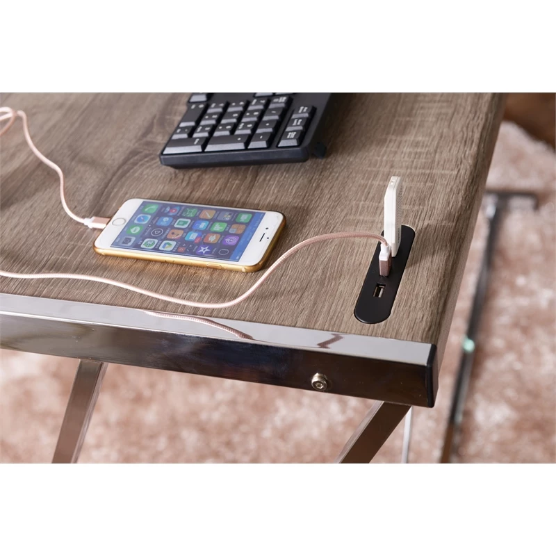 ACME Finis Writing Desk With USB Dock In Black And Rose Gold 14 ACME Finis Writing Desk With USB Dock In Black And Rose Gold - Image 12