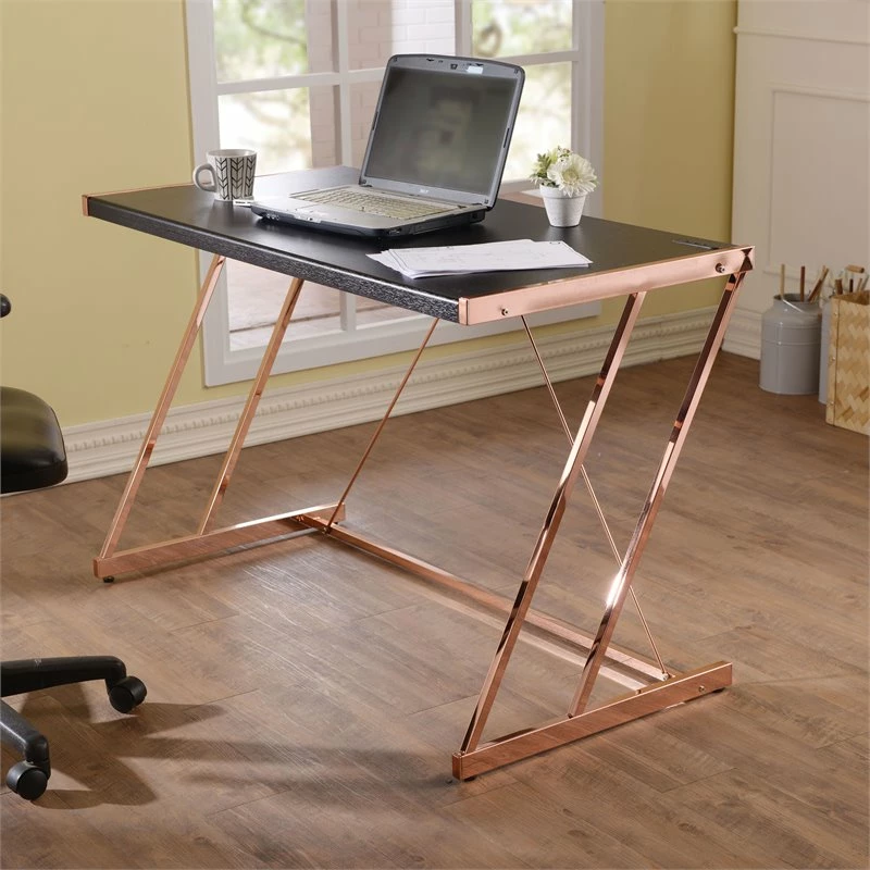 ACME Finis Writing Desk With USB Dock In Black And Rose Gold 4 ACME Finis Writing Desk With USB Dock In Black And Rose Gold - Image 2