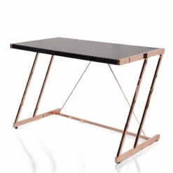 ACME Finis Writing Desk With USB Dock In Black And Rose Gold
