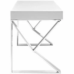 Modway Adjacent Modern Style Stainless Steel Desk In White Finish -CYMAX Sales 1640573 2 L