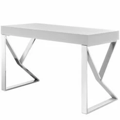 Modway Adjacent Modern Style Stainless Steel Desk In White Finish -CYMAX Sales 1640573 3 L