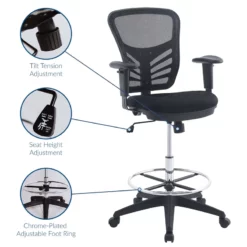 Modway Articulate Modern Mesh Fabric And Steel Drafting Chair In Black -CYMAX Sales 1640840 4 L