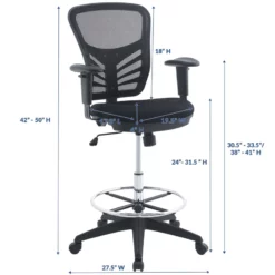 Modway Articulate Modern Mesh Fabric And Steel Drafting Chair In Black -CYMAX Sales 1640840 5 L