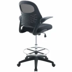 Modway Advance Modern Mesh Fabric And Steel Drafting Chair In Black -CYMAX Sales 1640841 L