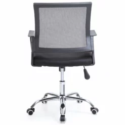 Hodedah Mesh Mid-Back Adjustable Height Swiveling Office Chair In Black Fabric -CYMAX Sales 1644057 4 L