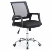 Hodedah Mesh Mid-Back Adjustable Height Swiveling Office Chair In Black Fabric -CYMAX Sales 1644057 L