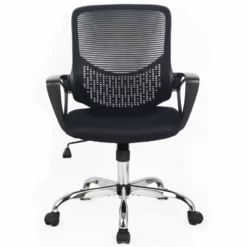 Hodedah Mesh Mid-Back Adjustable Height Office Chair In Black Fabric -CYMAX Sales 1644078 2 L