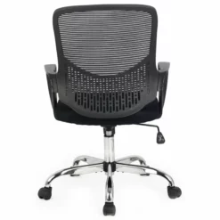 Hodedah Mesh Mid-Back Adjustable Height Office Chair In Black Fabric -CYMAX Sales 1644078 4 L