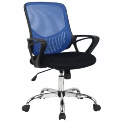 Hodedah Mesh Mid-Back Adjustable Height Office Chair In Black Fabric