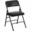 Hodedah Vinyl Upholstered Folding Chair Packed 6 Pieces Per Box In Black