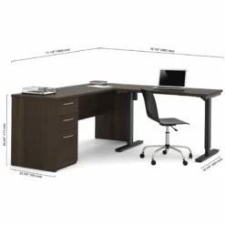 Bestar Embassy Height Adjustable L-Shaped Computer Desk In Chocolate -CYMAX Sales 1644609 2 L