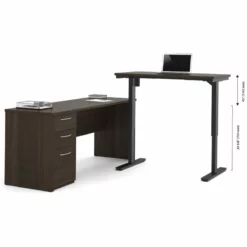 Bestar Embassy Height Adjustable L-Shaped Computer Desk In Chocolate -CYMAX Sales 1644609 3 L