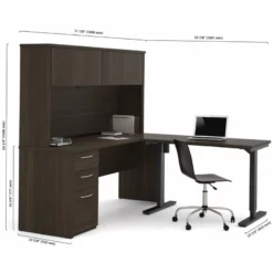 Bestar Embassy Height Adjustable L-Shaped Computer Desk In Chocolate -CYMAX Sales 1644611 3 L