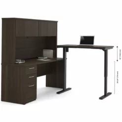 Bestar Embassy Height Adjustable L-Shaped Computer Desk In Chocolate -CYMAX Sales 1644611 4 L