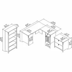 Salinas 60W L Desk W/ File Cabinet & Bookcase In Antique White - Engineered Wood 36 Salinas 60W L Desk W/ File Cabinet & Bookcase In Antique White - Engineered Wood -CYMAX Sales 1655462 7 L 2